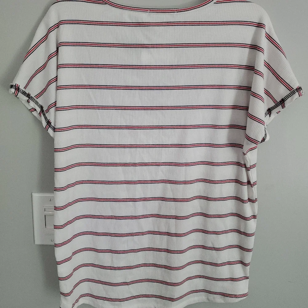 NWT Womens Staccato Red White And Blue Striped Shirt Medium 4th of july - Picture 5 of 6